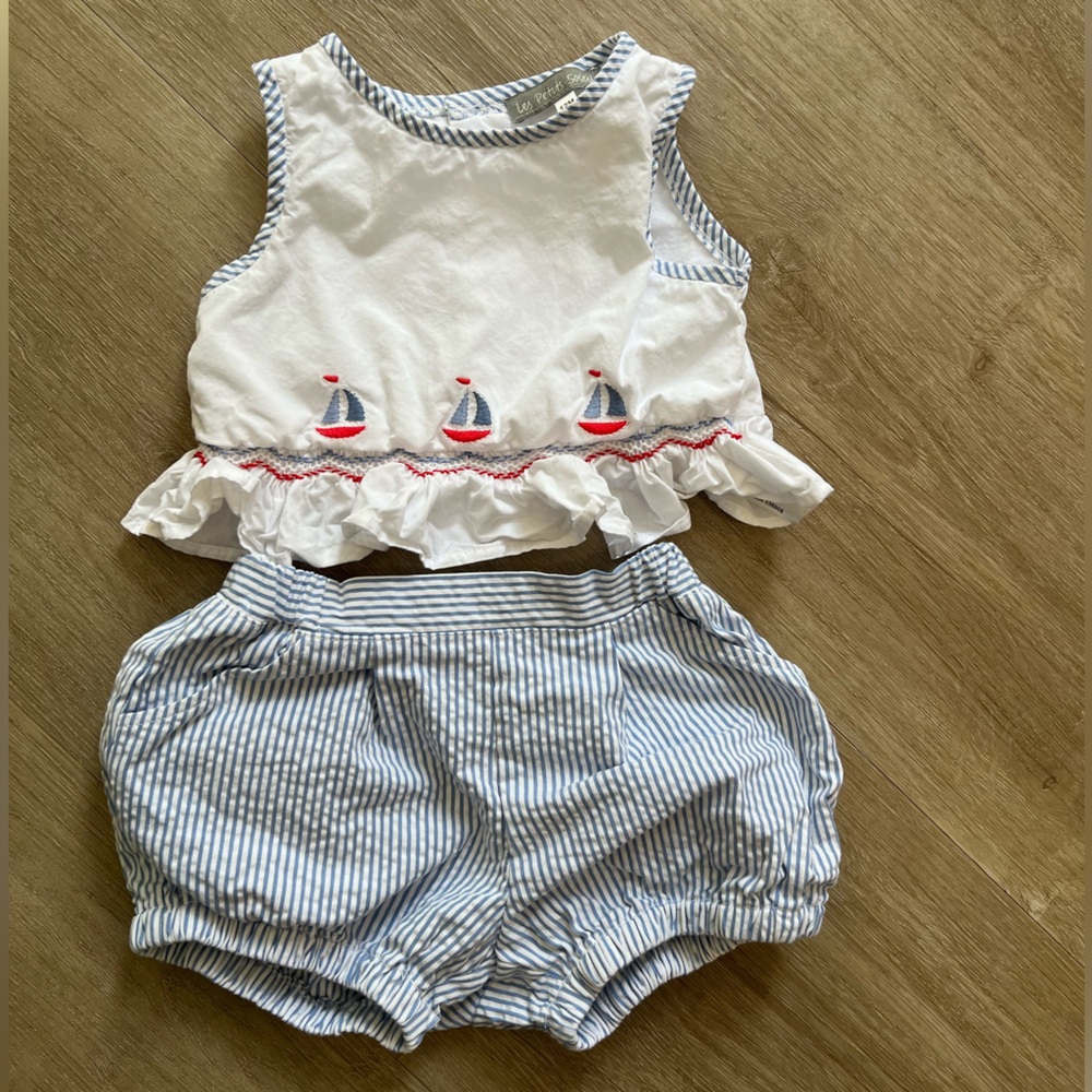 Les Petites Soleis matching sailboat set- size 12 mo